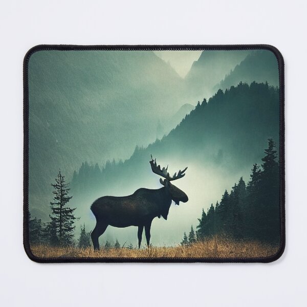 Item preview, Moose in a field of mountains designed and sold by boltjesdesign.