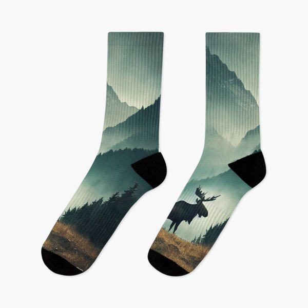 Item preview, Moose in a field of mountains designed and sold by boltjesdesign.