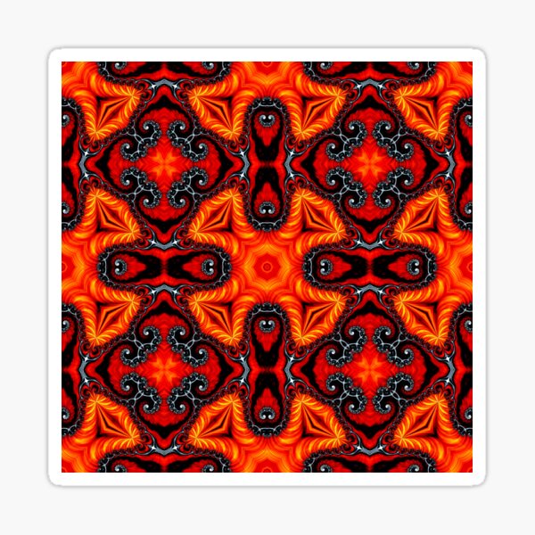Fractal Tree in Black Red - Pattern Sticker