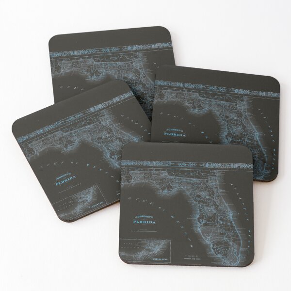 Item preview, Florida United states Vintage map. Blue glowing map of Florida US designed and sold by Long Exposure.