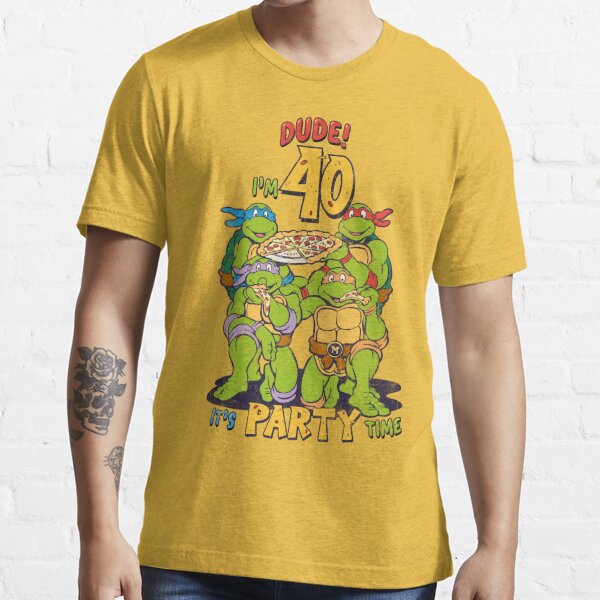 Men's Teenage Mutant Ninja Turtles 40th Birthday Pizza Party T-Shirt - Black - Small