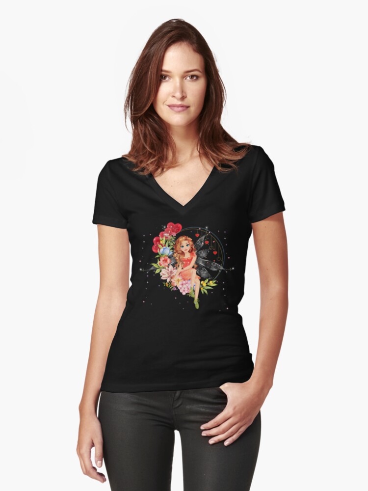 Thumbnail 1 of 3, Fitted V-Neck T-Shirt, Felicia's Circle of Love Collection™ designed and sold by TeelieTurner.