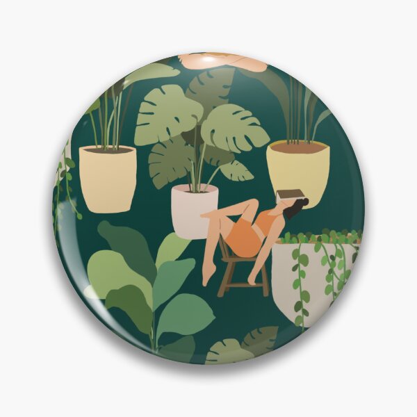 Item preview, Yoga Girl Meditation & House Plants Nature Green Flat Pattern designed and sold by Nena Lab.