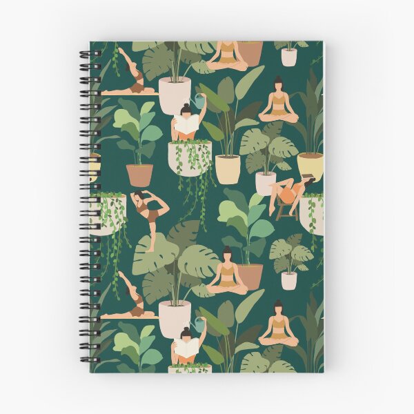 Item preview, Yoga Girl Meditation & House Plants Nature Green Flat Pattern designed and sold by Nena Lab.