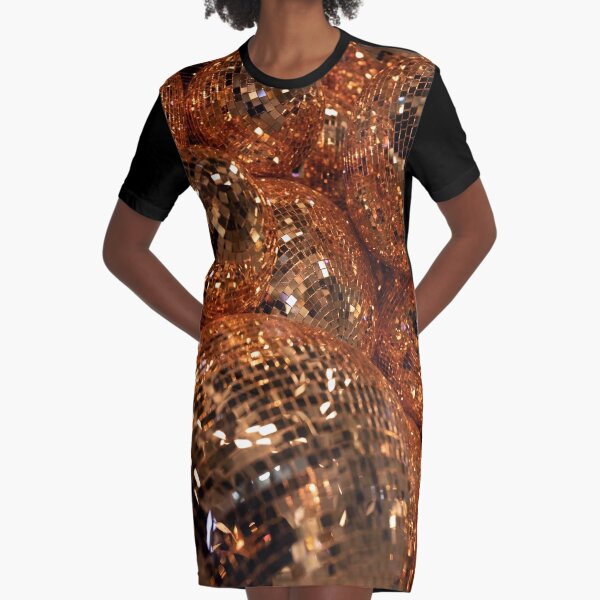 Gold Disco Balls Graphic T-Shirt Dress for Sale by newburyboutique