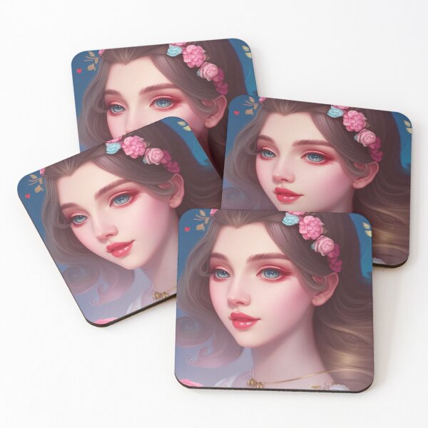 Item preview, Young woman with brown hair, red eye shadow and brown eyes designed and sold by Girly-Universe.