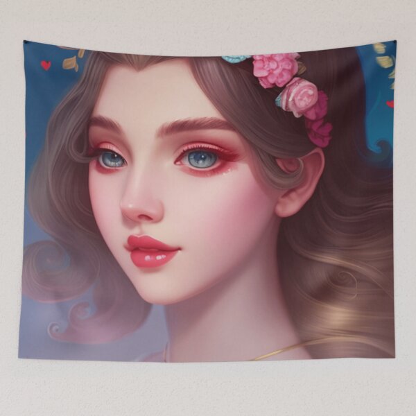 Item preview, Young woman with brown hair, red eye shadow and brown eyes designed and sold by Girly-Universe.