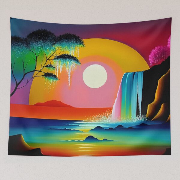 Item preview, Magical Sunset Beach Waterfall, My Happy Place designed and sold by Orianah.