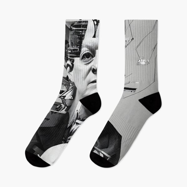 Item preview, Black and White Cyberpunk Aleister Crowley The Great Beast of Thelema painted in a Surrealist and Impressionist style designed and sold by Ataraxia  Apparel.