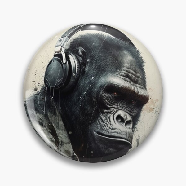 Item preview, Gorilla Listening to Music Gorilla wearing headphones designed and sold by Brockinator.