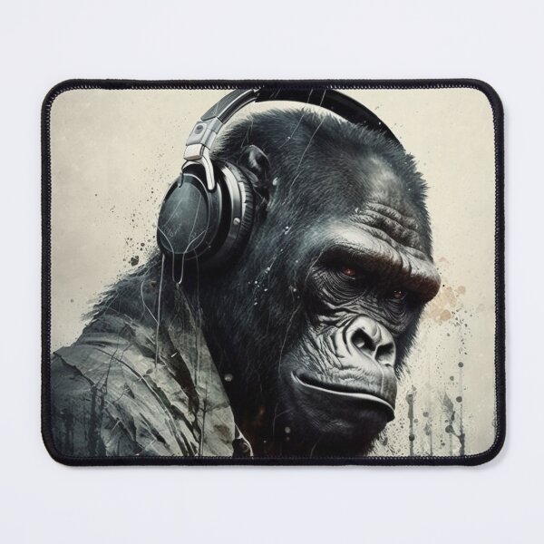 Item preview, Gorilla Listening to Music Gorilla wearing headphones designed and sold by Brockinator.