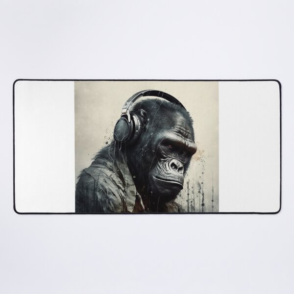 Item preview, Gorilla Listening to Music Gorilla wearing headphones designed and sold by Brockinator.