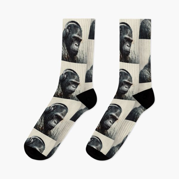 Item preview, Gorilla Listening to Music Gorilla wearing headphones designed and sold by Brockinator.
