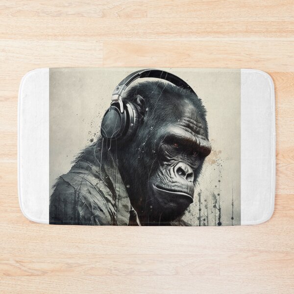 Item preview, Gorilla Listening to Music Gorilla wearing headphones designed and sold by Brockinator.