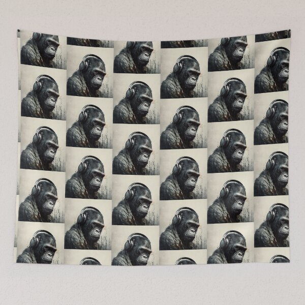 Item preview, Gorilla Listening to Music Gorilla wearing headphones designed and sold by Brockinator.