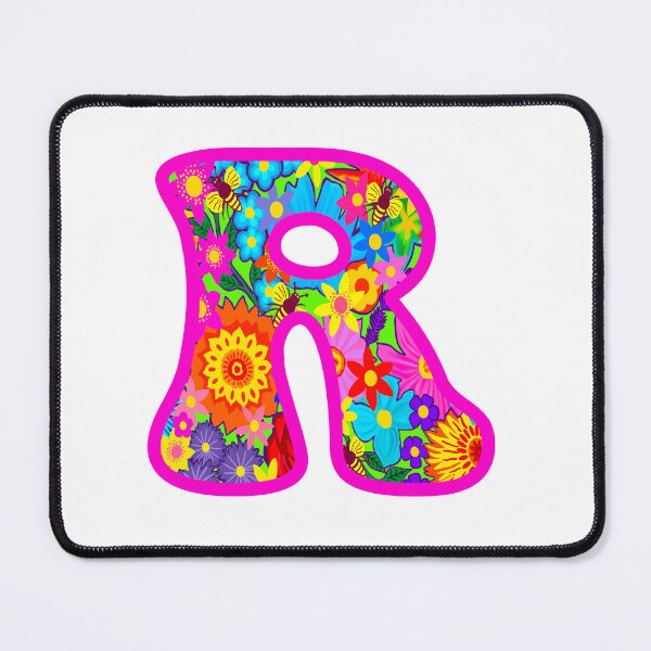 Item preview, Pink Floral Alphabet Letter R – Colorful Boho Psychedelic Flower Typography Art designed and sold by Vividality.
