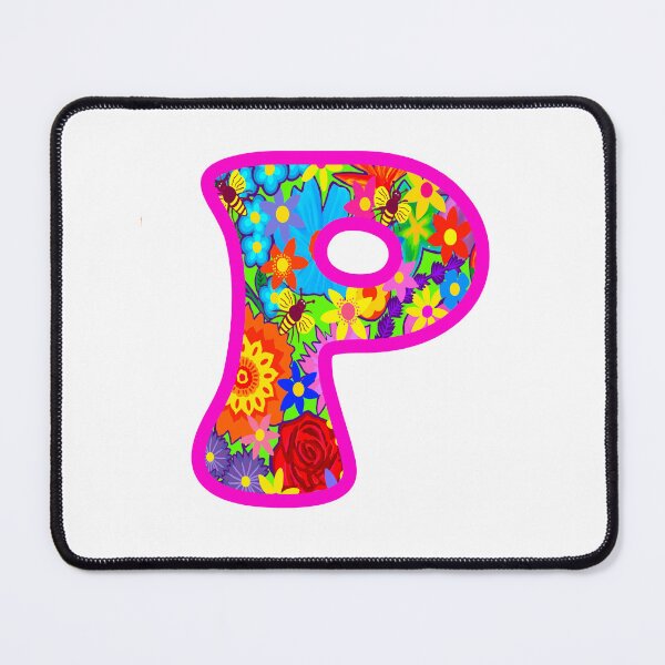 Item preview, Pink Floral Alphabet Letter P – Colorful Boho Psychedelic Flower Typography Art designed and sold by Vividality.