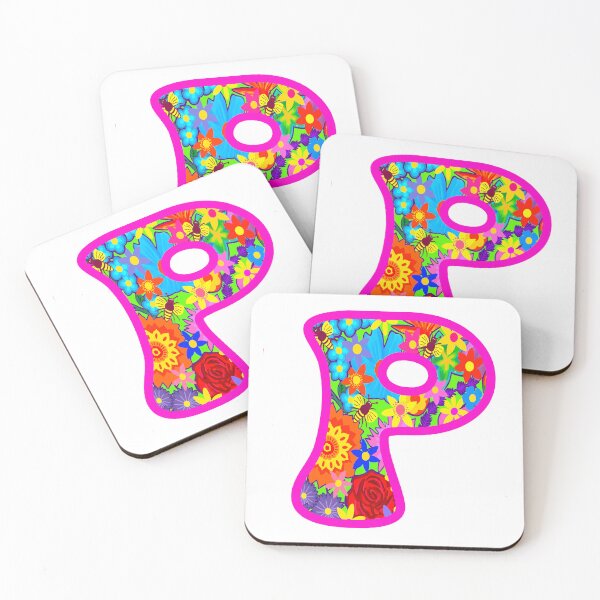 Item preview, Pink Floral Alphabet Letter P – Colorful Boho Psychedelic Flower Typography Art designed and sold by Vividality.