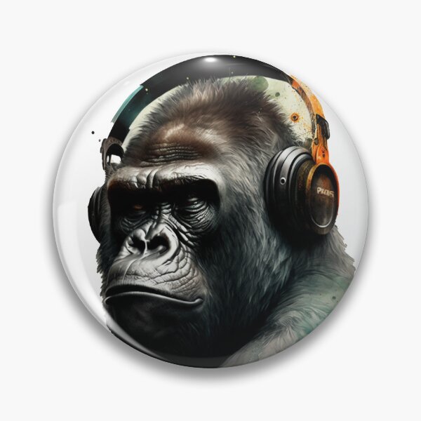 Item preview, Gorilla Wearing Headphones Mountain Gorilla designed and sold by Brockinator.