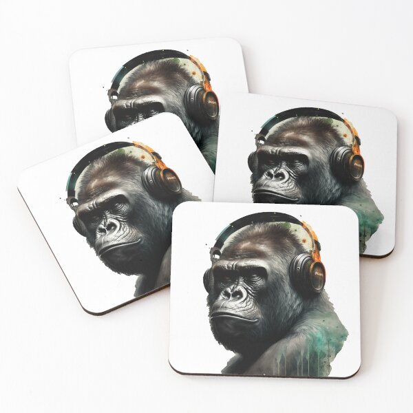 Item preview, Gorilla Wearing Headphones Mountain Gorilla designed and sold by Brockinator.