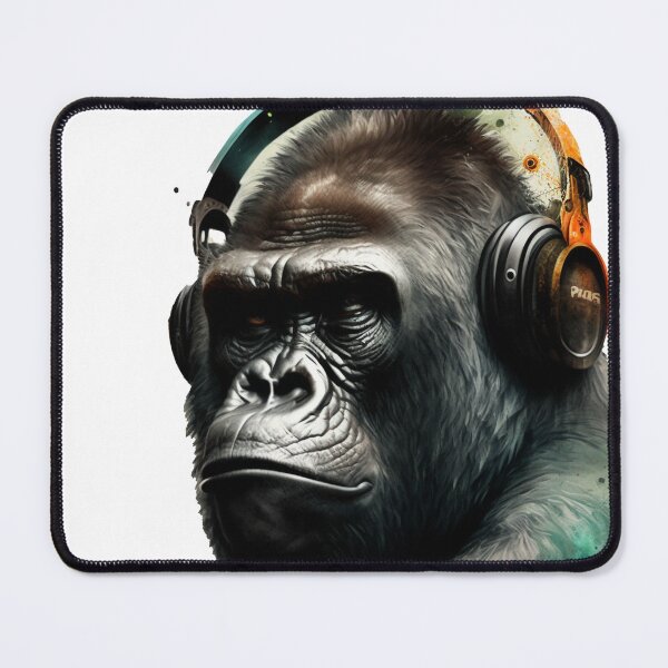 Item preview, Gorilla Wearing Headphones Mountain Gorilla designed and sold by Brockinator.
