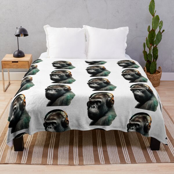 Item preview, Gorilla Wearing Headphones Mountain Gorilla designed and sold by Brockinator.