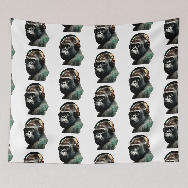 Item preview, Gorilla Wearing Headphones Mountain Gorilla designed and sold by Brockinator.
