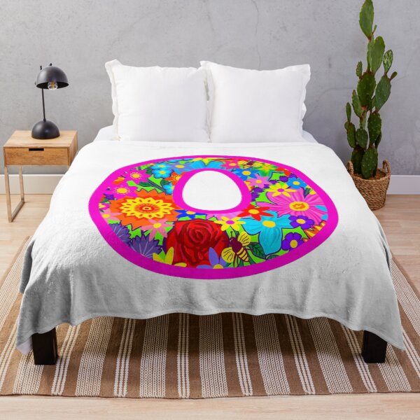 Item preview, Pink Floral Alphabet Letter O – Colorful Boho Psychedelic Flower Typography Art designed and sold by Vividality.
