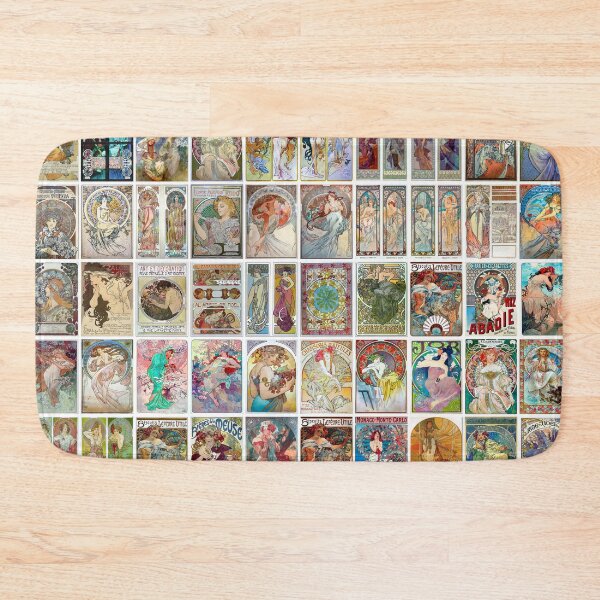 Item preview, Collection of vintage paintings by Alfonso Mucha arranged as a collage.  Landscape, poster  designed and sold by Michael Dietrich.