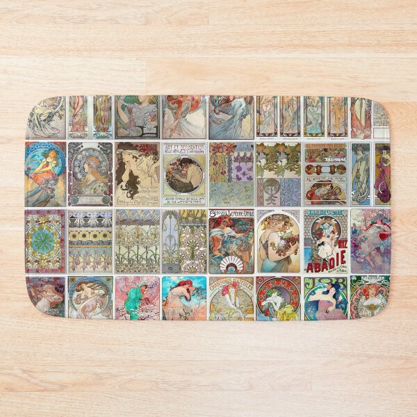 Item preview, Collection of vintage paintings by Alfonso Mucha arranged as a collage. Portrait, poster designed and sold by Michael Dietrich.