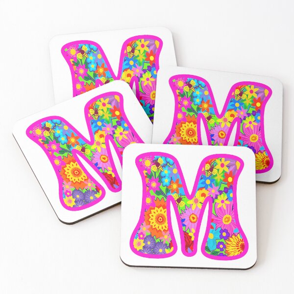 Item preview, Pink Floral Alphabet Letter M – Colorful Boho Psychedelic Flower Typography Art designed and sold by Vividality.