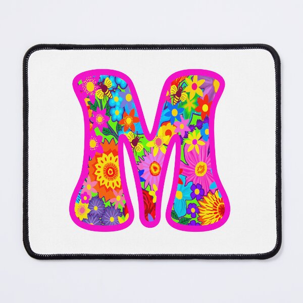 Item preview, Pink Floral Alphabet Letter M – Colorful Boho Psychedelic Flower Typography Art designed and sold by Vividality.