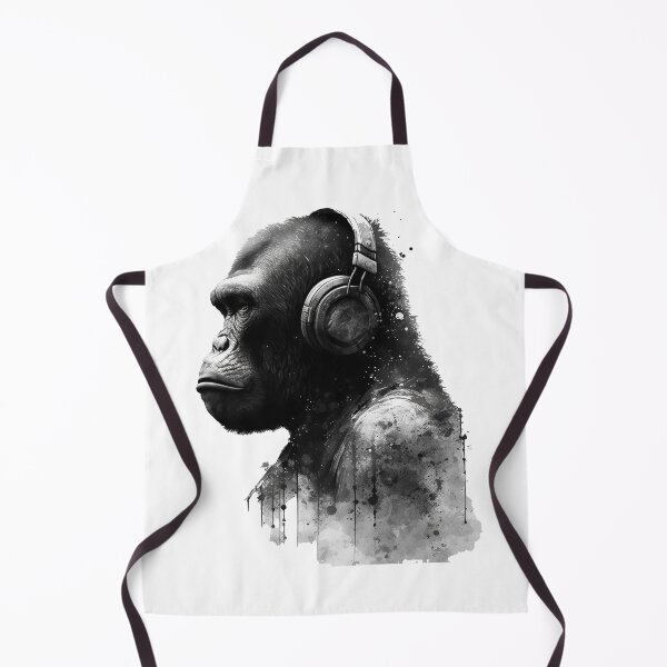 Item preview, Gorilla Head Black and White Gorilla Listening to Music designed and sold by Brockinator.