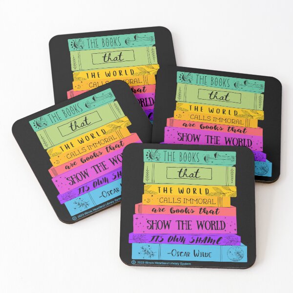 Item preview, Wilde Anti-Censorship Quote with Books (Dark Backgrounds) designed and sold by Illinois Heartland Library System.