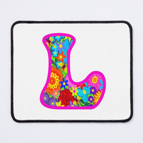 Item preview, Pink Floral Alphabet Letter L – Colorful Boho Psychedelic Flower Typography Art designed and sold by Vividality.
