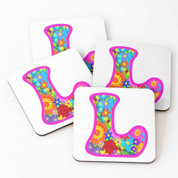 Item preview, Pink Floral Alphabet Letter L – Colorful Boho Psychedelic Flower Typography Art designed and sold by Vividality.
