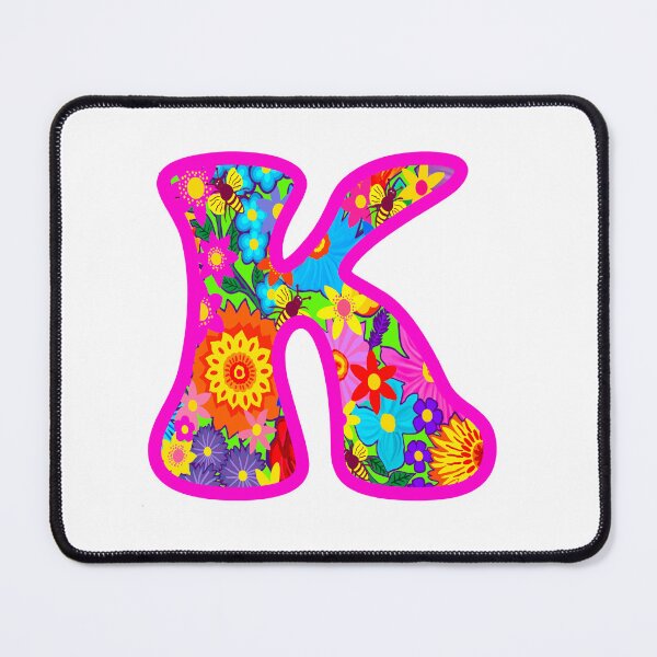 Item preview, Pink Floral Alphabet Letter K – Colorful Boho Psychedelic Flower Typography Art designed and sold by Vividality.