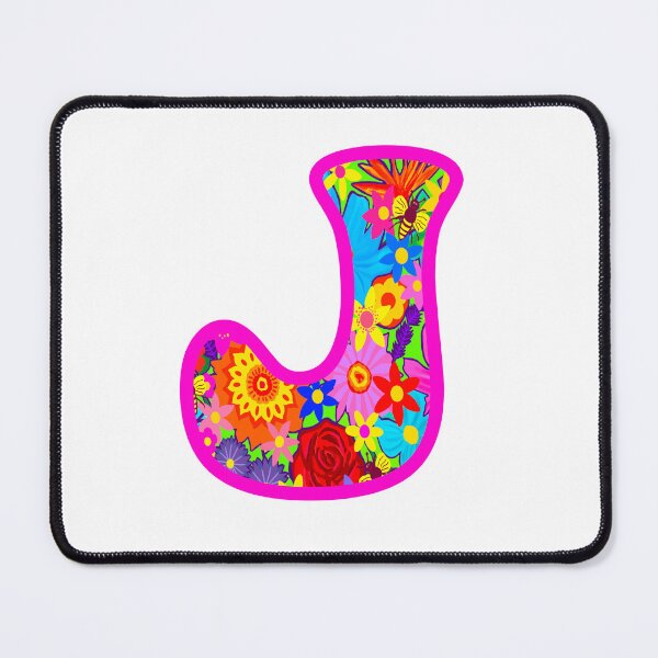 Item preview, Pink Floral Alphabet Letter J – Colorful Boho Psychedelic Flower Typography Art designed and sold by Vividality.