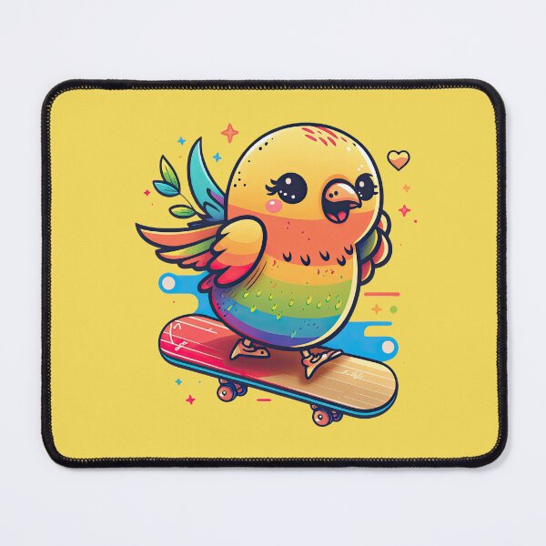 Item preview, Funny Small Bird On A Skateboard Doing Cool Flying Rainbow Board Tricks designed and sold by ultra-cute.