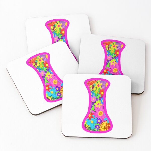 Item preview, Pink Floral Alphabet Letter I – Colorful Boho Psychedelic Flower Typography Art designed and sold by Vividality.