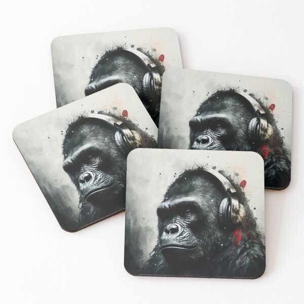 Item preview, Gorilla Listening to Music Graphic Gorilla Art designed and sold by Brockinator.