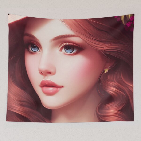 Item preview, Young woman with red hair and blue eyes designed and sold by Girly-Universe.