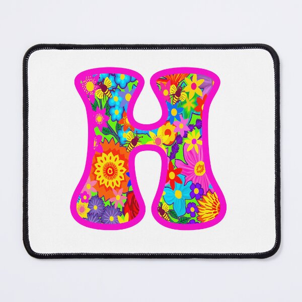 Item preview, Pink Floral Alphabet Letter H – Colorful Boho Psychedelic Flower Typography Art designed and sold by Vividality.