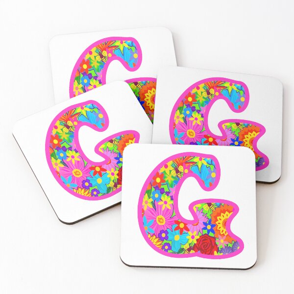 Item preview, Pink Floral Alphabet Letter G – Colorful Boho Psychedelic Flower Typography Art designed and sold by Vividality.