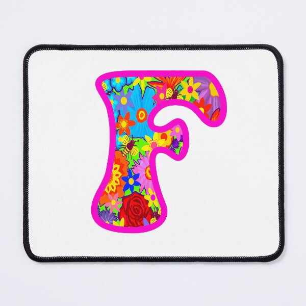 Item preview, Pink Floral Alphabet Letter F – Colorful Boho Psychedelic Flower Typography Art designed and sold by Vividality.