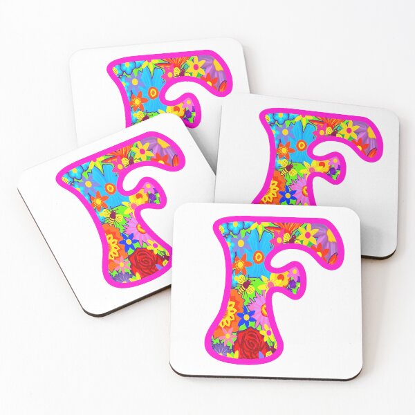 Item preview, Pink Floral Alphabet Letter F – Colorful Boho Psychedelic Flower Typography Art designed and sold by Vividality.