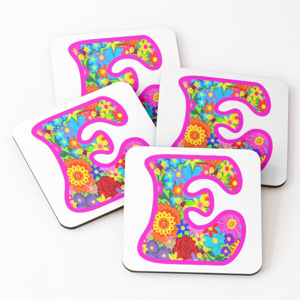 Item preview, Pink Floral Alphabet Letter E – Colorful Boho Psychedelic Flower Typography Art designed and sold by Vividality.