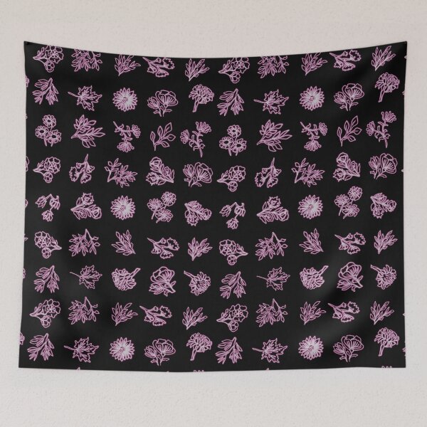 Item preview, Boho Flowers vintage pink line art designed and sold by chuckletuckle.