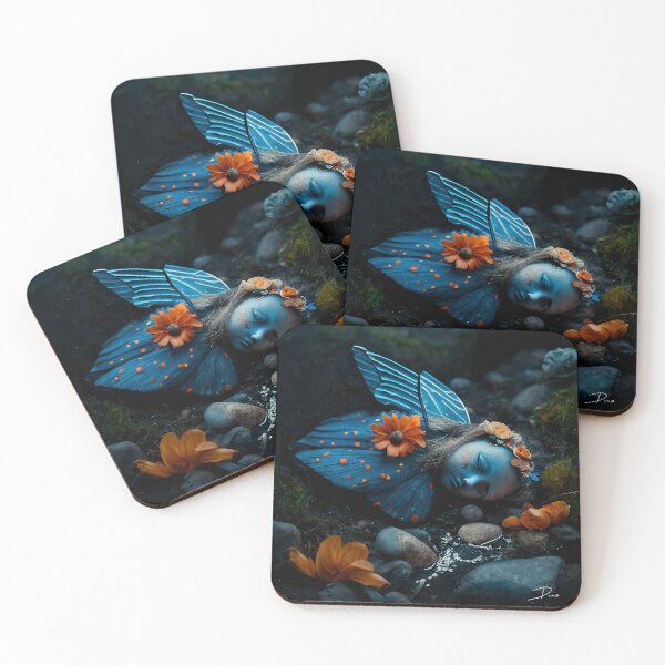 Item preview, Dead Fairy Blue - fairy with orange flowers, mythical creature designed and sold by ThatFeeling.