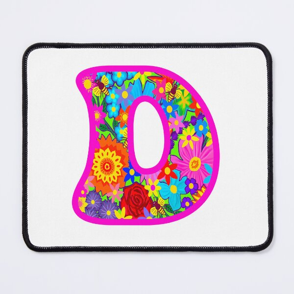 Item preview, Pink Floral Alphabet Letter D – Colorful Boho Psychedelic Flower Typography Art designed and sold by Vividality.